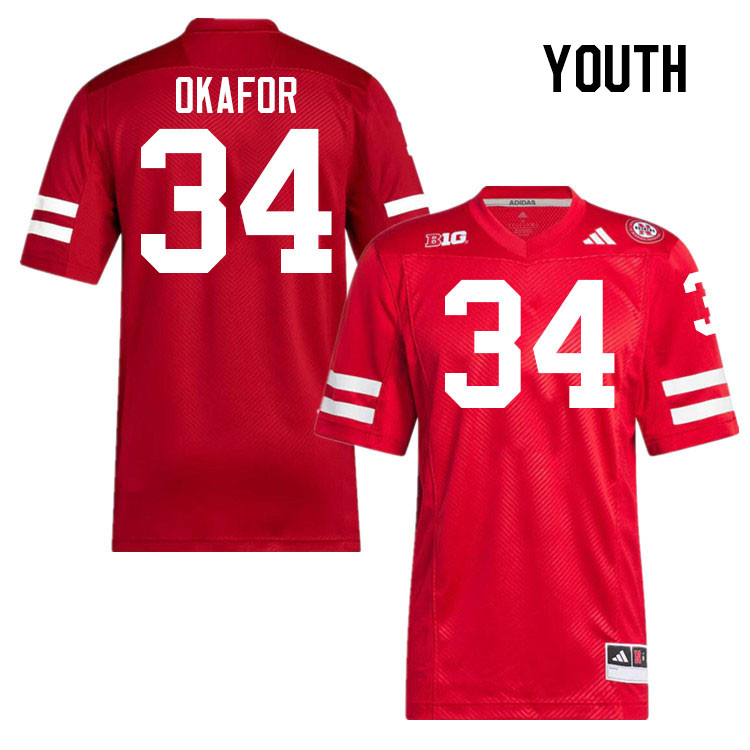 Youth #34 Preston Okafor Nebraska Cornhuskers College Football Jerseys Stitched Sale-Scarlet